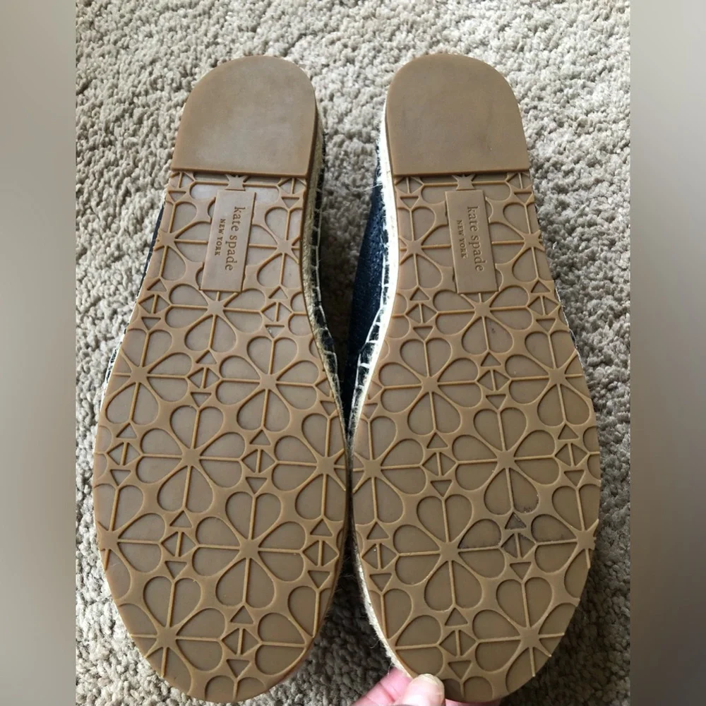 KATE SPADE Dark Navy Blue Perforated Gianna Espadrille Wedge Slip-on Flats Sndl
